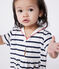 Kurzärmeliges Baby-Kleid aus Baumwolle mit Marinestreifen und Matrosenkragen weiss MARSHMALLOW/blau SMOKING