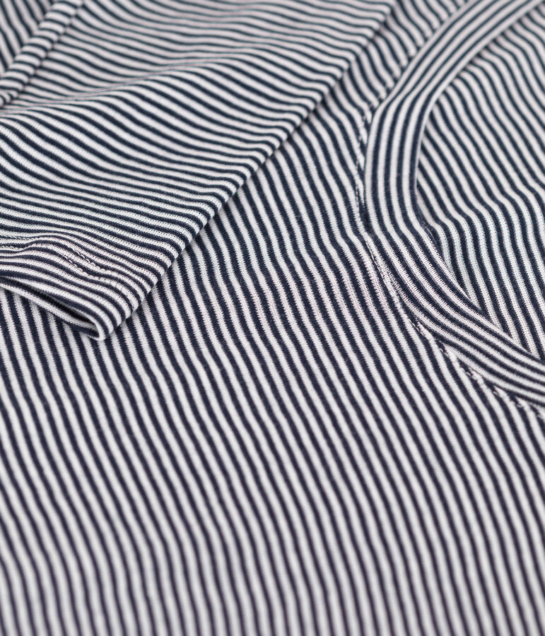 K&ouml;rpernahes Damen-T-Shirt aus leichter gestreifter Baumwolle blau SMOKING/weiss MARSHMALLOW