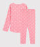 Jacquard-Pyjama aus Wolle/Baumwolle mit Katzenmotiv für Mädchen rosa CHEEK/weiss MARSHMALLOW