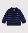 Kinder-Sweatshirt mit Polokragen aus Baumwolle mit Streifen blau/vielfarbig
