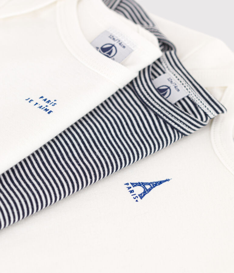 3er-Set lang&auml;rmelige Baby-Bodys Paris aus Baumwolle vielfarbig