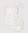 Ärmelloses Baby-Kleid mit Bloomers und Haarband für Mädchen weiss MARSHMALLOW/weiss MULTICO