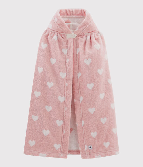 Baby-Badecape aus Frottee mit Herz-Motiv rosa CHARME/weiss MARSHMALLOW