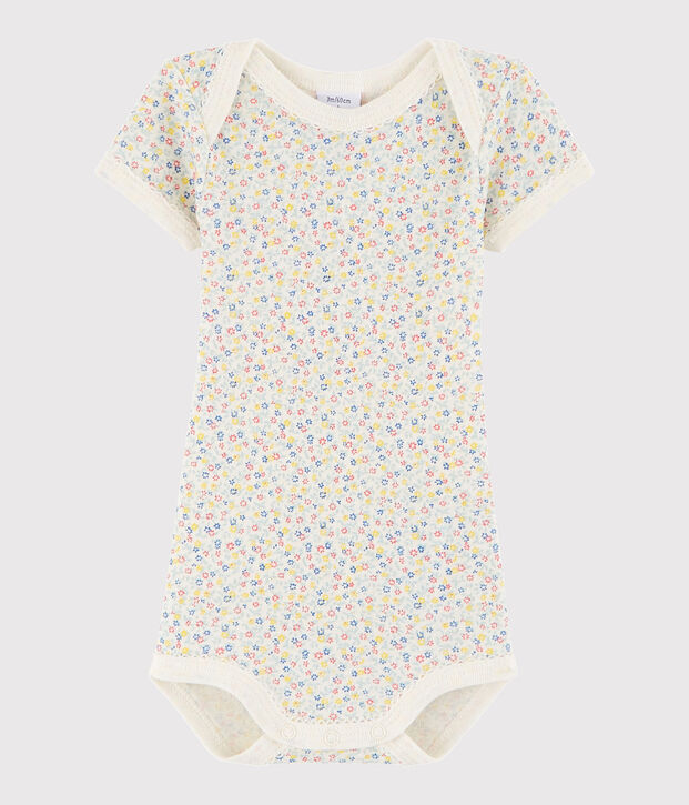 Kurz&auml;rmeliger Baby-Body M&auml;dchen weiss/vielfarbig