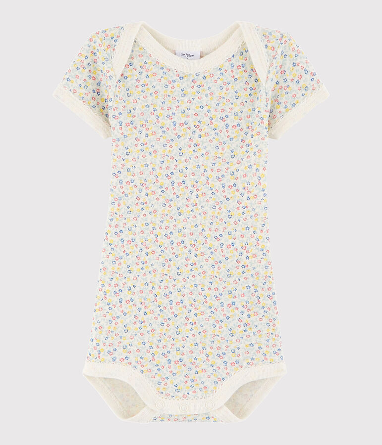 Kurz&auml;rmeliger Baby-Body M&auml;dchen weiss/vielfarbig