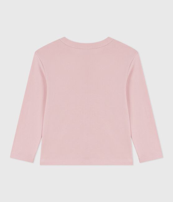 Langärmeliges Kinder-T-Shirt aus einfarbiger Baumwolle rosa JOLI