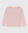 Langärmeliges Kinder-T-Shirt aus einfarbiger Baumwolle rosa JOLI