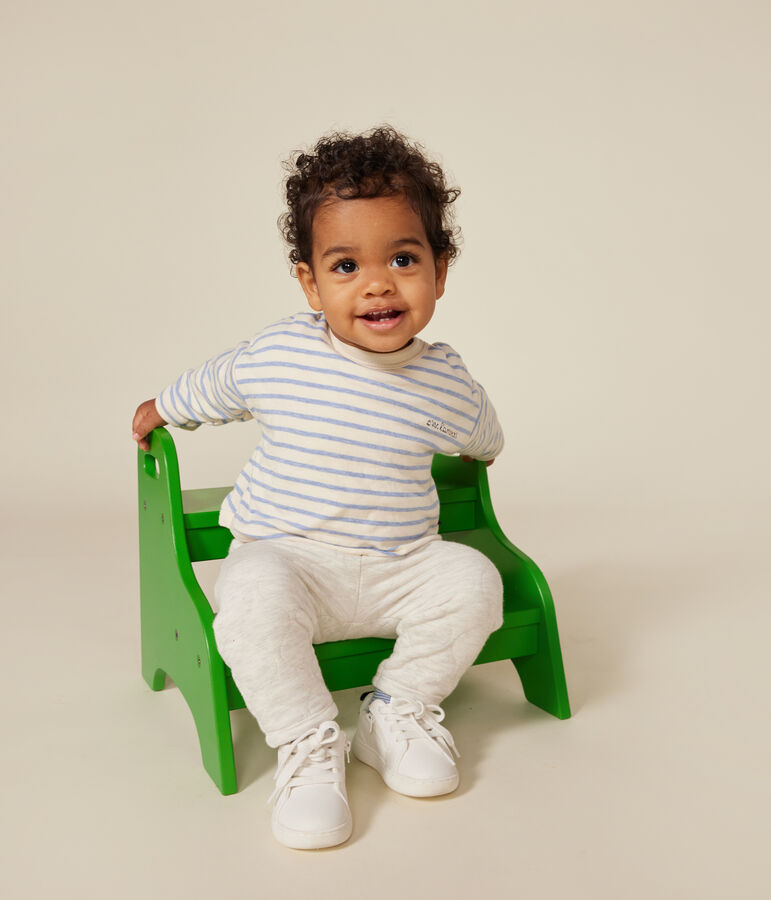 Lang&auml;rmeliges Baby-T-Shirt aus Doppeljersey naturfarben/blau