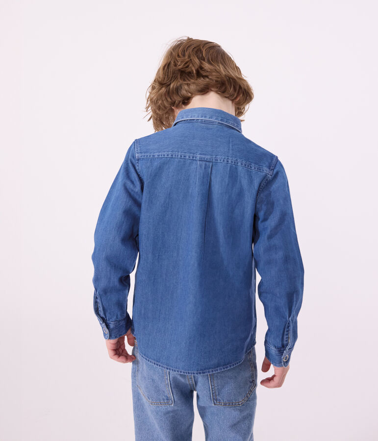 Kinderhemd aus leichtem Denim f&uuml;r Jungen blau