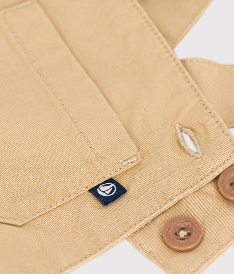 Kurze Baby-Latzhose aus Serge beige