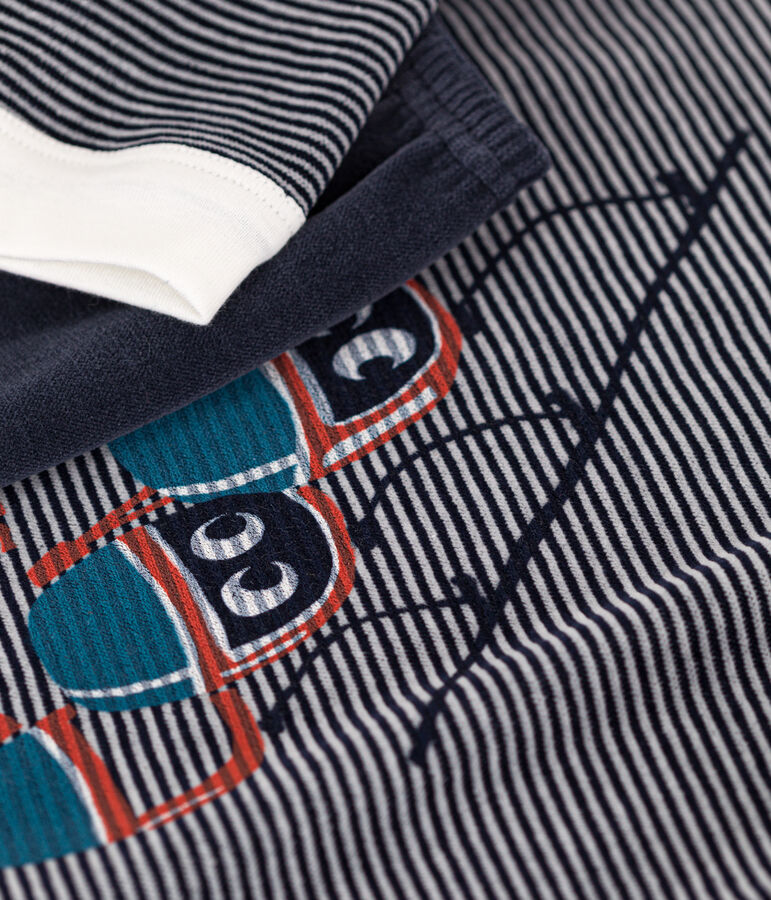 Kinderpyjama aus Nicki blau/weiss