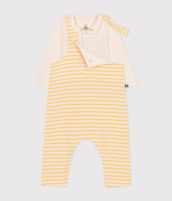 Baby-Set Latzhose und Body aus Baumwolle gelb AVALANCHE/weiss DAISY