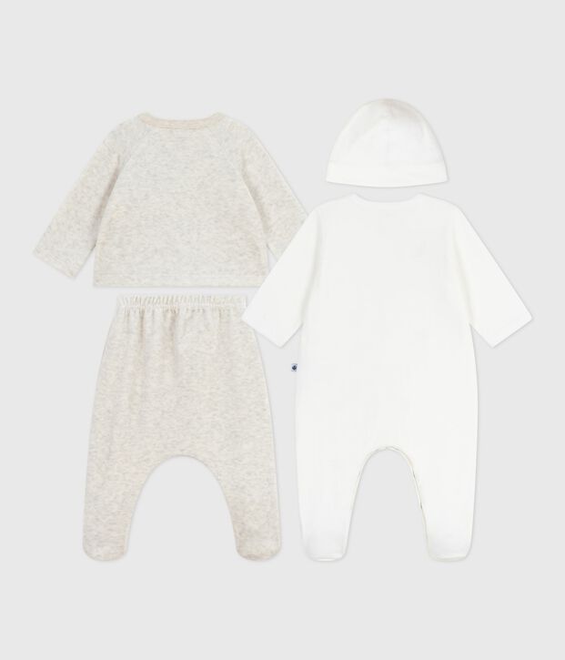 Baby-Geschenkset aus einfarbigem Nicki vielfarbig