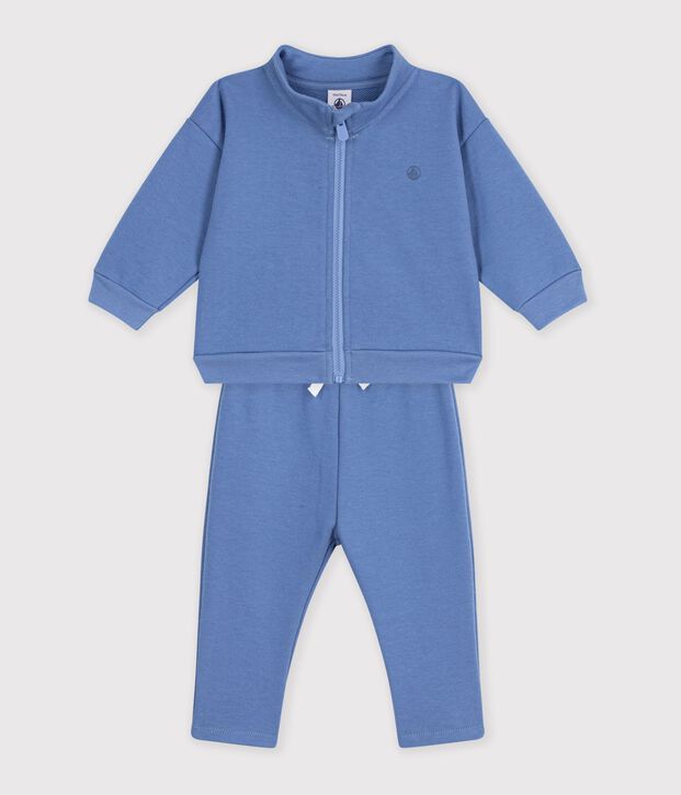 Baby-Set Sweatshirt und Hose aus einfarbiger Baumwolle blau