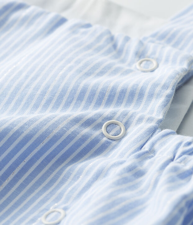 Gestreifter Baby-Spieler aus Popeline weiss/vielfarbig