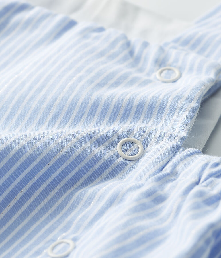 Gestreifter Baby-Spieler aus Popeline weiss/vielfarbig