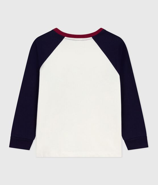 Langärmeliges Kinder-T-Shirt aus Baumwolle im Colorblock blau MILK/ SOIR