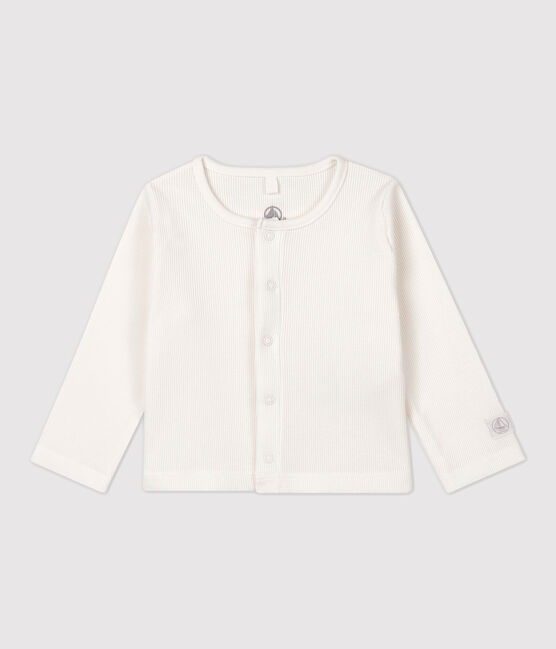 Baby-Cardigan aus 2x2-Rippstrick aus Bio-Baumwolle weiss MARSHMALLOW
