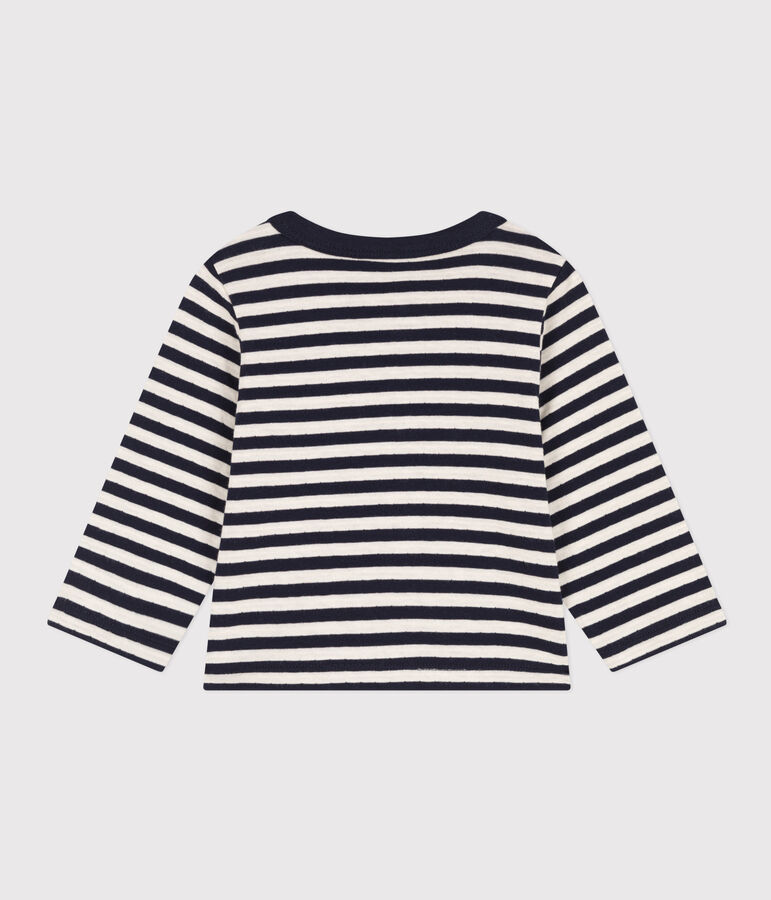 Baby-Cardigan aus gestreiftem Doppeljersey blau/naturfarben