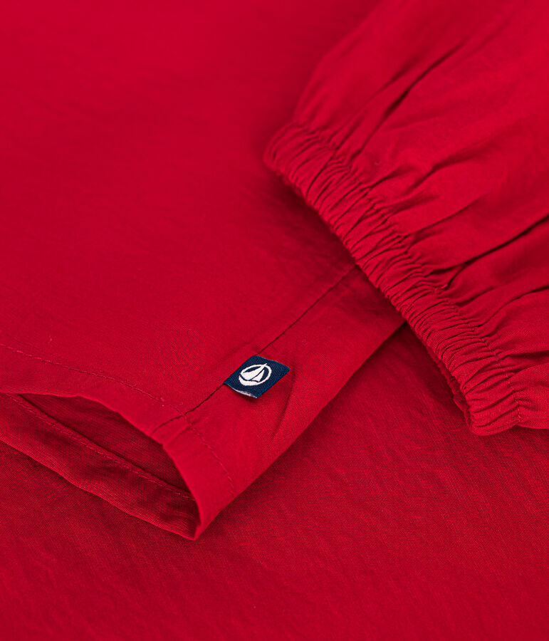 Lang&auml;rmelige Kinder-Bluse aus Leinenstoff f&uuml;r M&auml;dchen rot