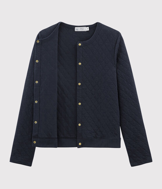 Damen-Cardigan aus gestepptem Doppeljersey blau SMOKING