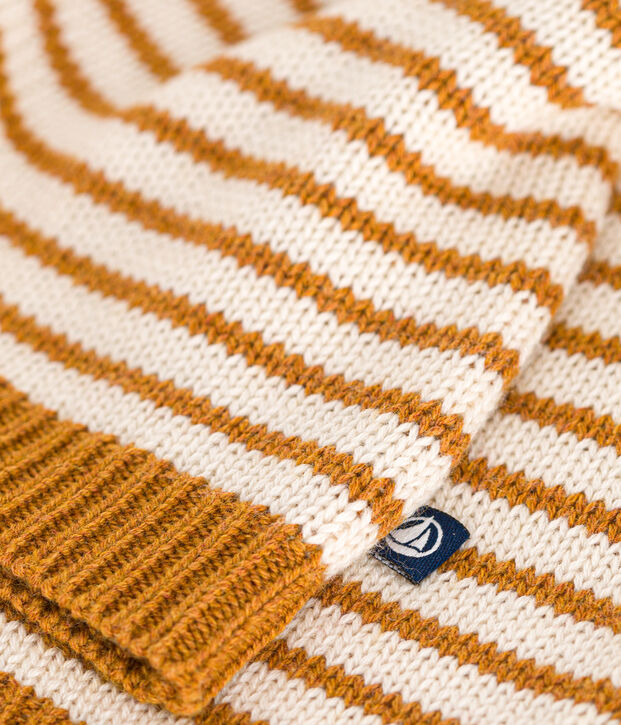 Baby-Pullover aus Woll- und Baumwollstrick braun/naturfarben