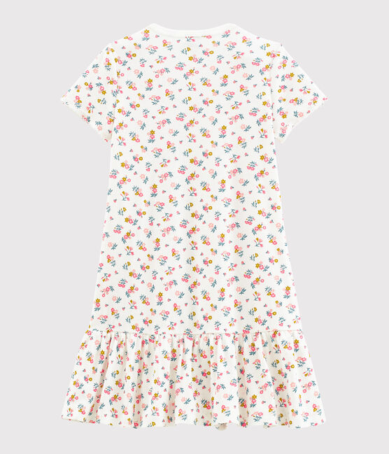 Rippstrick-Nachthemd für kleine Mädchen weiss MARSHMALLOW/weiss MULTICO