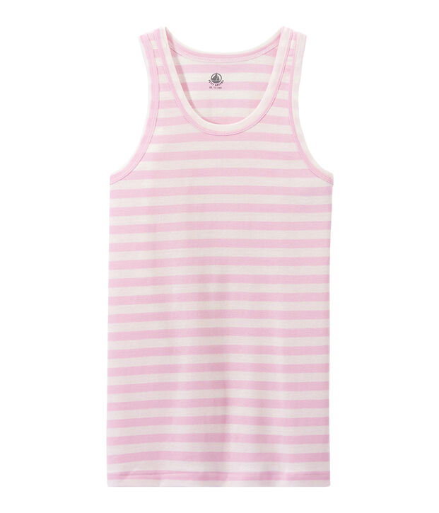 Gestreiftes Damen-Top aus Original-Rippstrick rosa/weiss