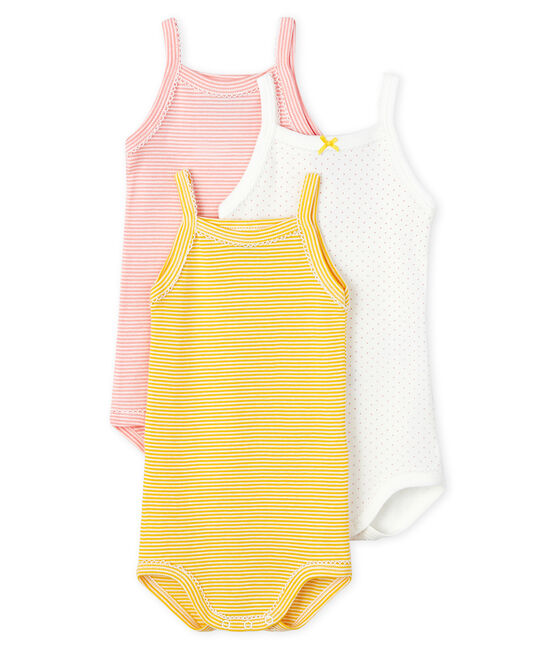 3er-Set Baby-Trägerbodys für Mädchen in Pastellfarben variante 1