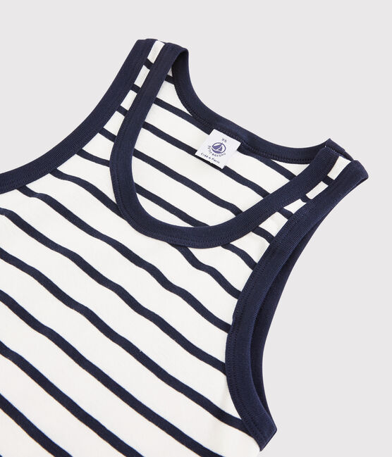 Klassisches Tanktop aus gestreifter Baumwolle für Damen weiss MARSHMALLOW/blau SMOKING