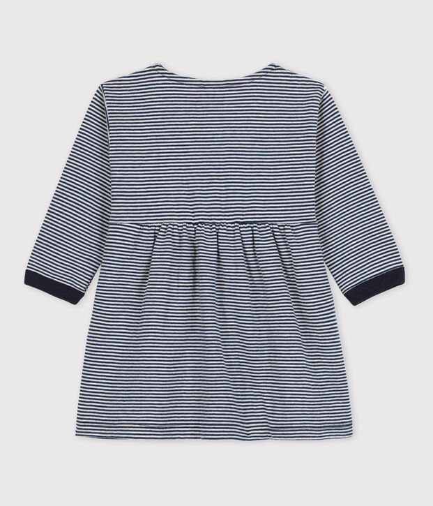 Lang&auml;rmeliges Kleid aus Doppeljersey mit Ringelstreifen blau/beige