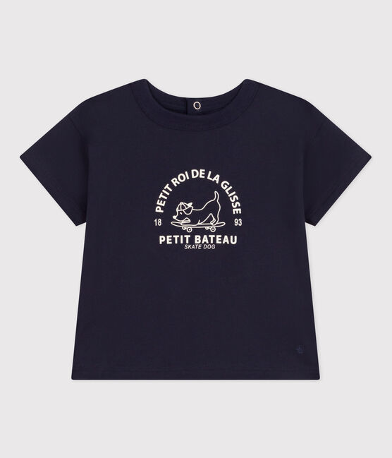 Kurzärmeliges Baby-T-Shirt aus leichtem Jersey blau SMOKING