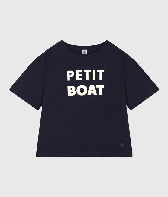 Damen-T-Shirt LE BOXY aus Baumwolle blau SMOKING