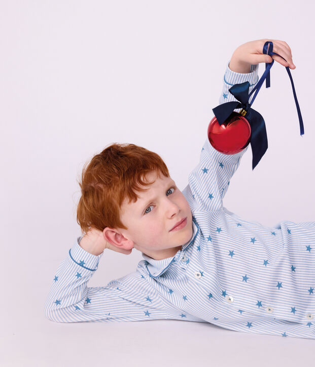 Gekn&ouml;pfter Kinder-Pyjama aus Baumwolle mit Sternmotiv weiss/vielfarbig
