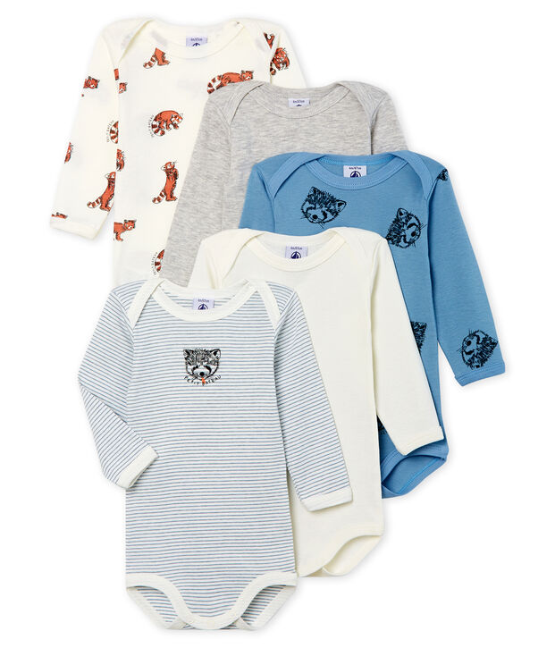 5er-Set lang&auml;rmelige Baby-Bodys f&uuml;r Jungen vielfarbig