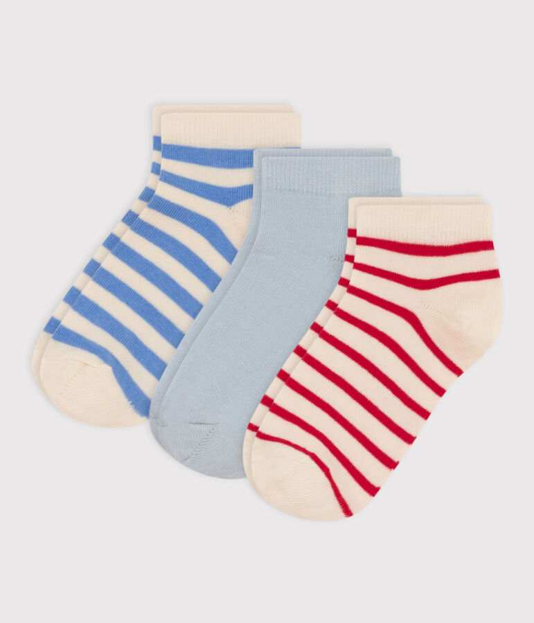 3er-Set gestreifte Kindersocken aus Baumwolljersey vielfarbig
