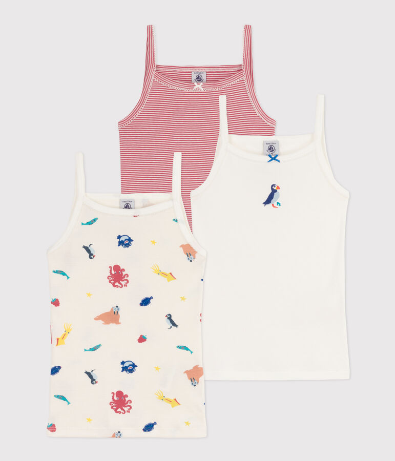 3er-Set Spaghetti-Tops aus Baumwolle f&uuml;r M&auml;dchen variante 1