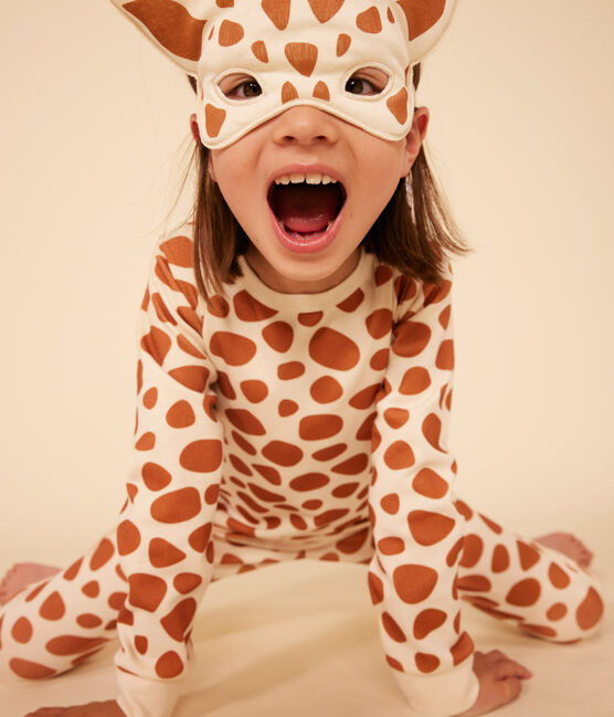 Kinderpyjama aus Baumwolle im Giraffen-Verkleidungs-Look weiss AVALANCHE/ ECUREUIL