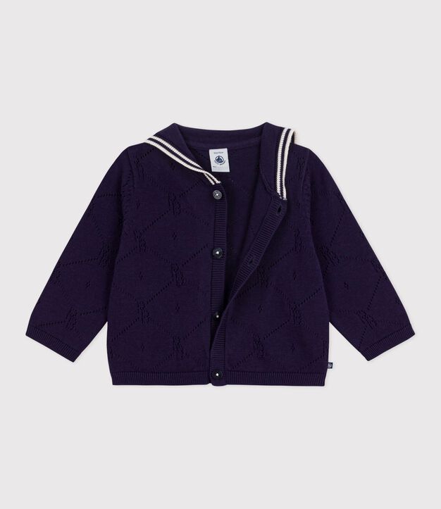 Baby-Cardigan mit Matrosenkragen aus Baumwolle mit Lochstickerei SOIR