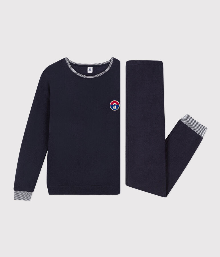 Pyjama aus Frottee f&uuml;r Damen blau SMOKING