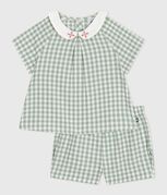 2-teiliges Baby-Set aus Baumwolle, Vichy-Bluse und Shorts blau PAUL/weiss MARSHMALLOW