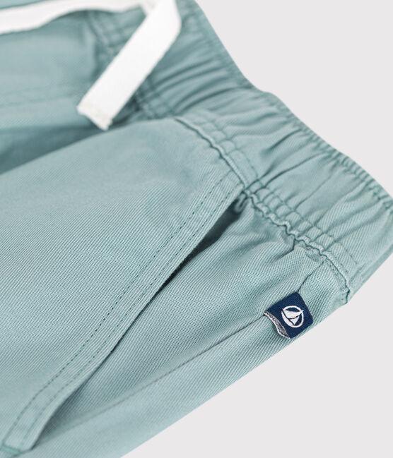 Kinder-Bermudashorts aus einfarbiger Baumwolle grün PAUL