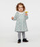 Langärmeliges gemustertes Babykleid für Mädchen grau BELUGA/weiss MULTICO
