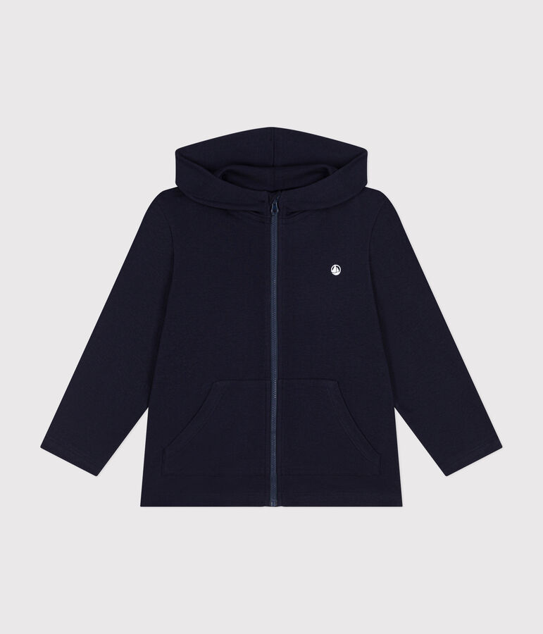 Jungen-Kapuzenshirt mit Rei&szlig;verschluss aus Strickgewebe blau