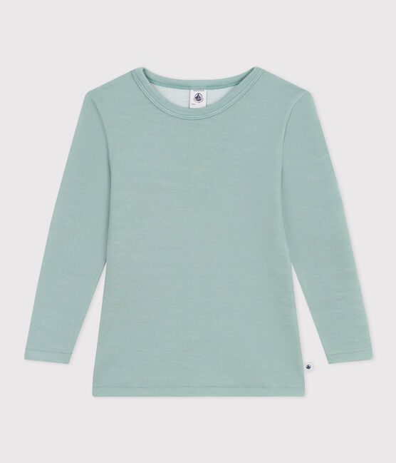 Langärmeliges T-Shirt aus Wolle und Baumwolle grün PAUL