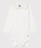 Langärmliger Baby-Body mit Polokragen für Jungen weiss MARSHMALLOW