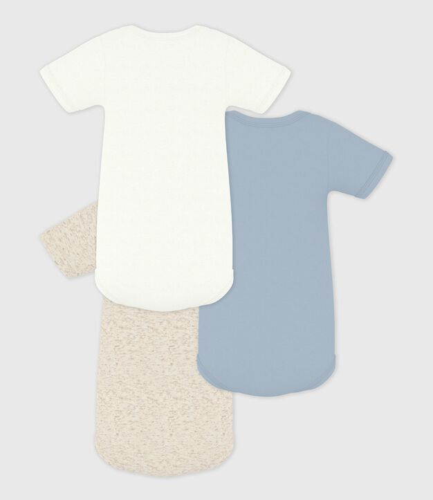 3er-Set aus einfarbigen, kurz&auml;rmeligen Bodys aus Baumwolle f&uuml;r Babys vielfarbig
