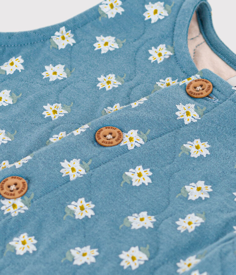 &Auml;rmelloser Overall aus bedrucktem gestepptem Doppeljersey blau/vielfarbig