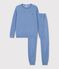 Kinder-Pyjama aus einfarbigem Baumwoll-Frottee blau