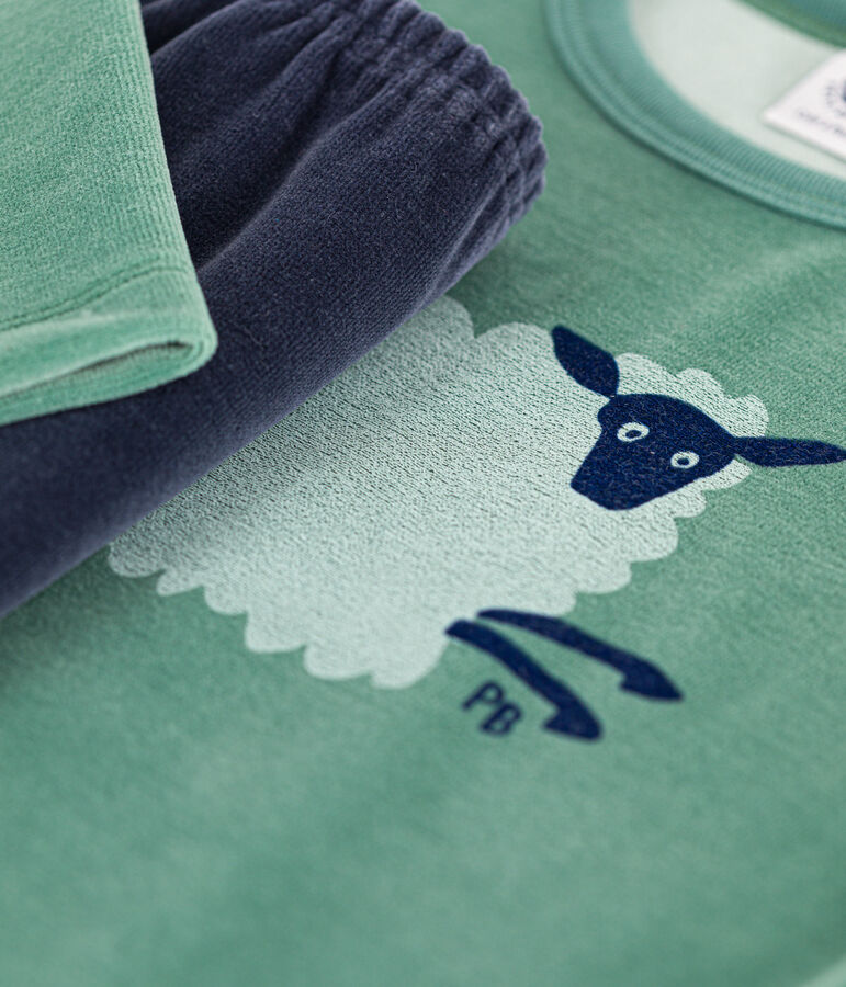 Kinderpyjama aus Nicki f&uuml;r Jungen gr&uuml;n/vielfarbig